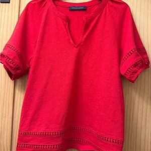 Tommy Hilfiger Red Blouse with Crochet Accents